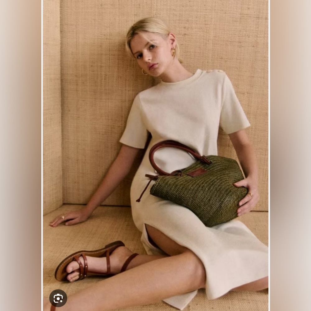 Sezane Cream Emy Button-Shoulder T-Shirt